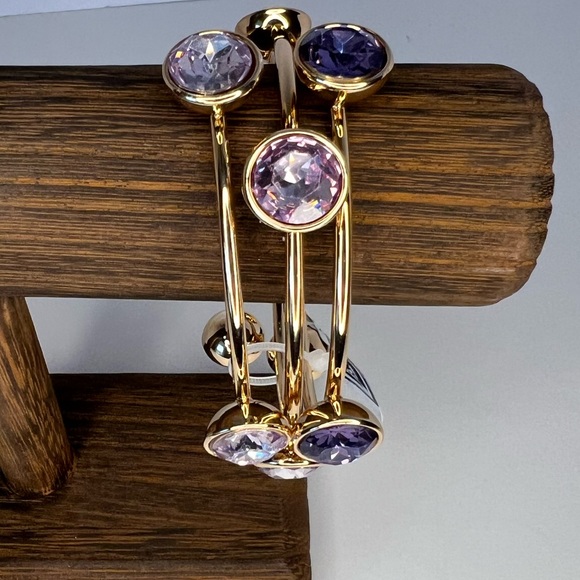 NWT INC International Concepts Gold Tone Crystal Bangle Bracelets Set of 3 - Picture 3 of 5